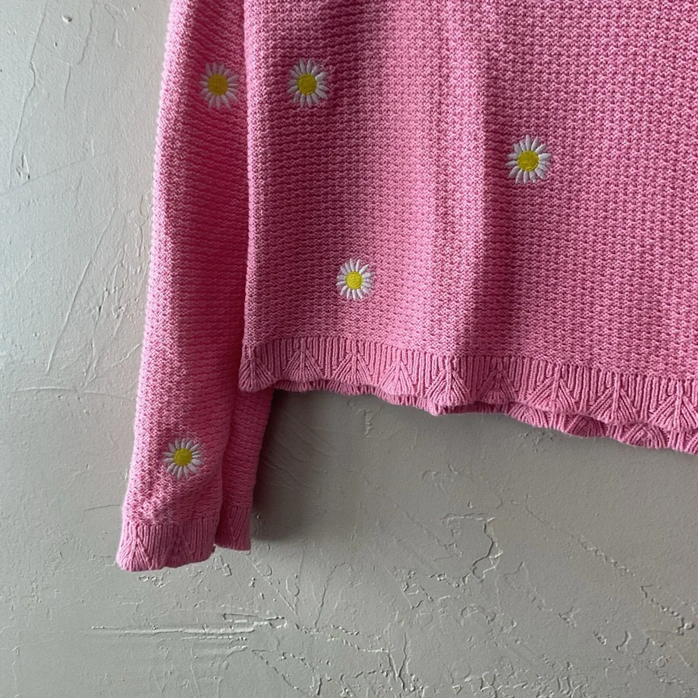 Old Navy Pink Kids Sweater with Daisy Embroidery